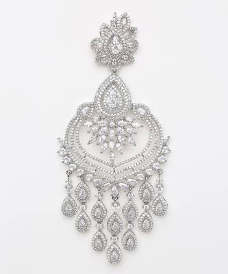 Colourless Silver Rhodium Earings 3