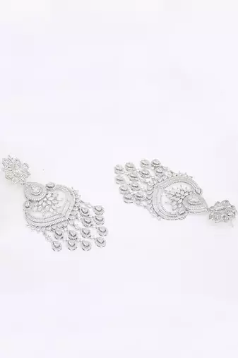 Colourless Silver Rhodium Earings