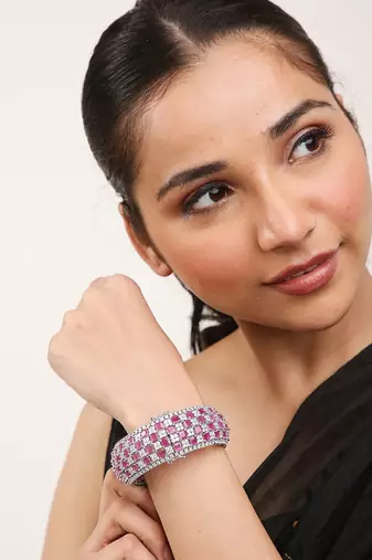 Pink Silver Rhodium Bracelet