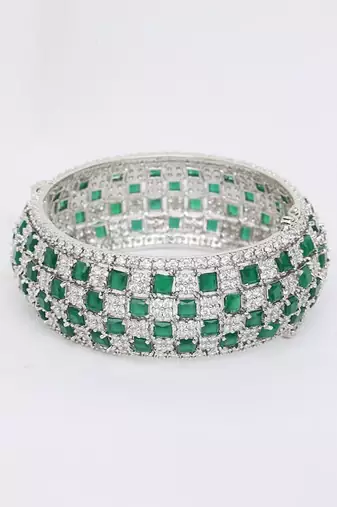 Green Silver Rhodium Bracelet