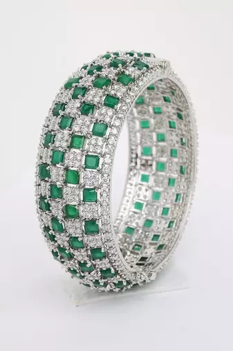 Green Silver Rhodium Bracelet