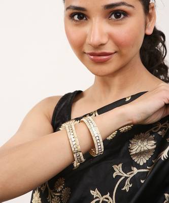Colourless Gold Rhodium Bangles 1