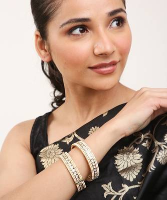 Colourless Gold Rhodium Bangles 2
