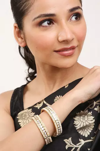 Colourless Gold Rhodium Bangles