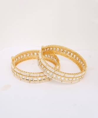 Colourless Gold Rhodium Bangles 3