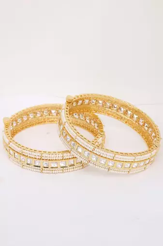 Colourless Gold Rhodium Bangles