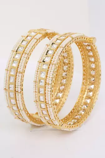 Colourless Gold Rhodium Bangles