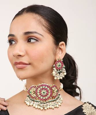 Green Gold Rhodium Kundan Set 1
