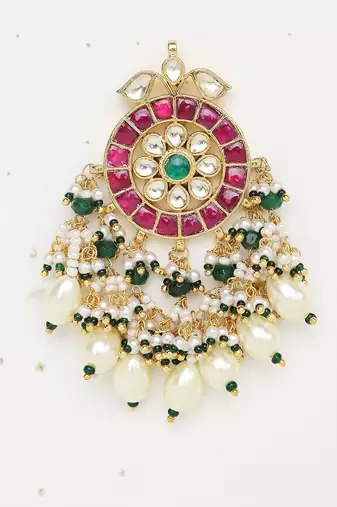 Green Gold Rhodium Kundan Set