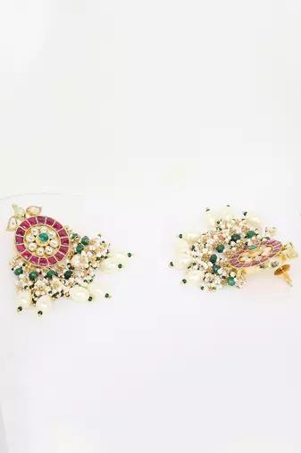 Green Gold Rhodium Kundan Set