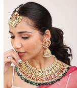 Green Gold Rhodium Kundan Set