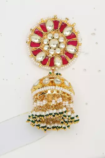 Green Gold Rhodium Kundan Set