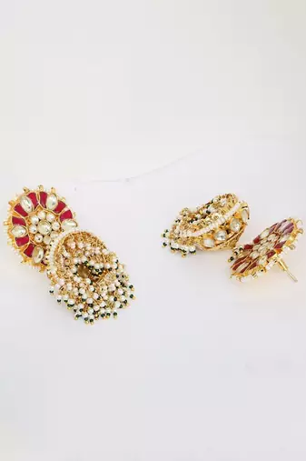 Green Gold Rhodium Kundan Set