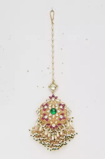 Green Gold Rhodium Kundan Set