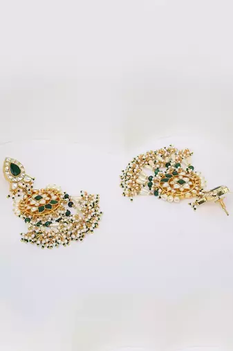 Green Gold Rhodium Kundan Set