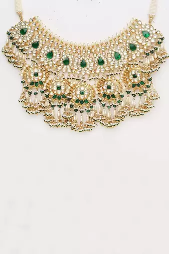 Green Gold Rhodium Kundan Set