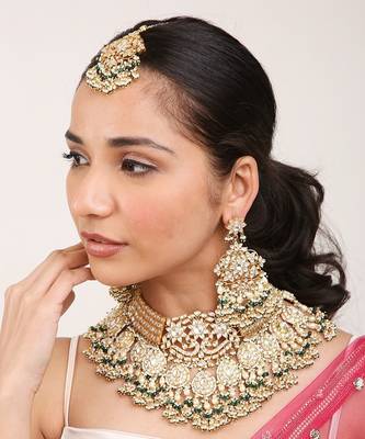 Green Gold Rhodium Kundan Set 1