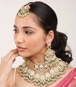 Green Gold Rhodium Kundan Set