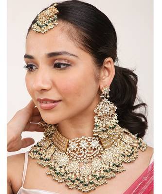 Green Gold Rhodium Kundan Set 3