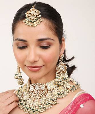 Green Gold Rhodium Kundan Set 4