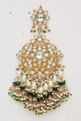 Green Gold Rhodium Kundan Set