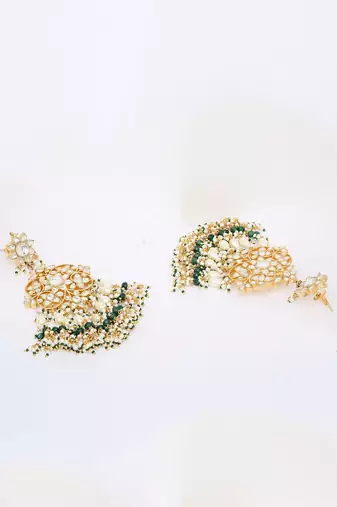 Green Gold Rhodium Kundan Set