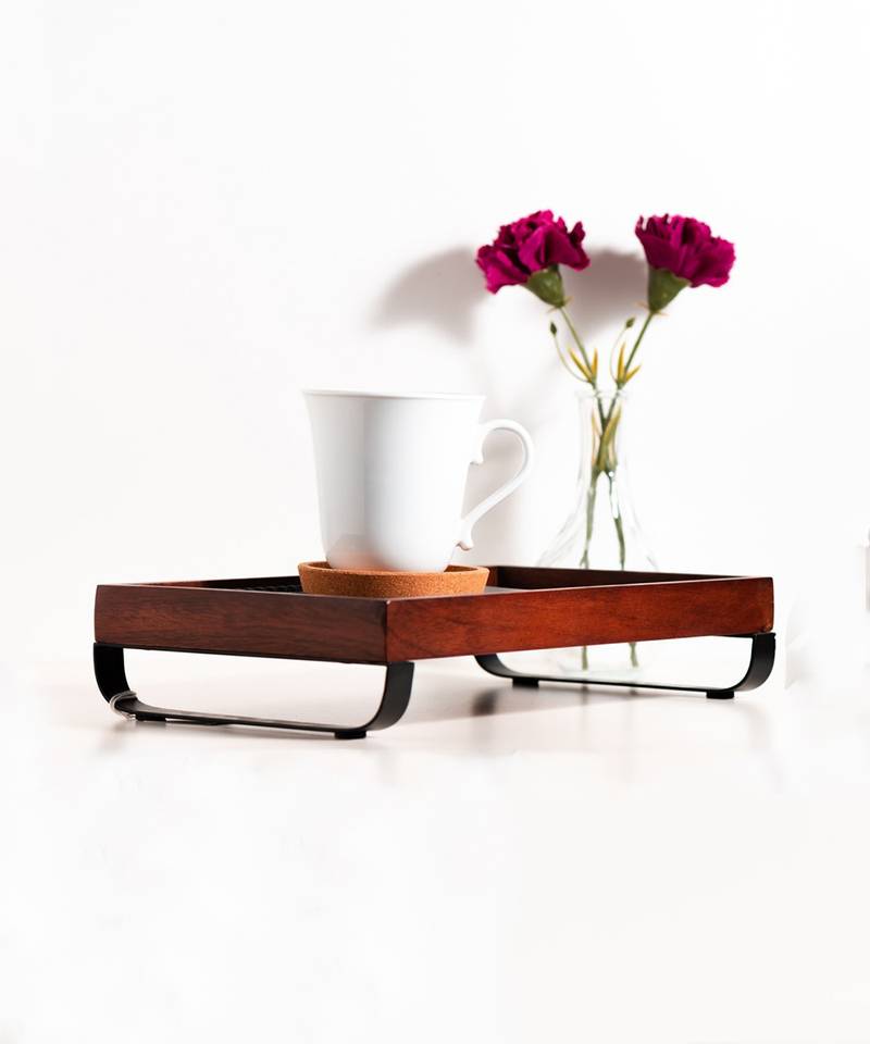 Serving Tray With Metal Stand From Mahogany Collection (Large) BRICK