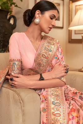 Kashifa Pashmina Work Cotton Silk Saree With Blouse 2