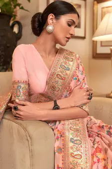Kashifa Pashmina Work Cotton Silk Saree With Blouse