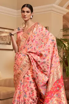 Kashifa Pashmina Work Cotton Silk Saree With Blouse