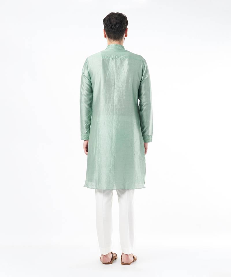 Mint Green Silk Embroidered Kurta Set BHAVIN VORA 4064428