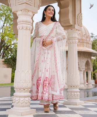 Icy Pink Anarkali Set 1