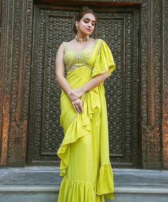 Green Drape Saree 2