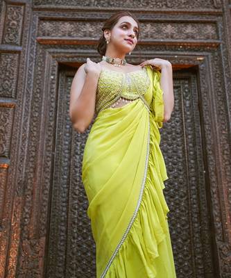 Green Drape Saree 3