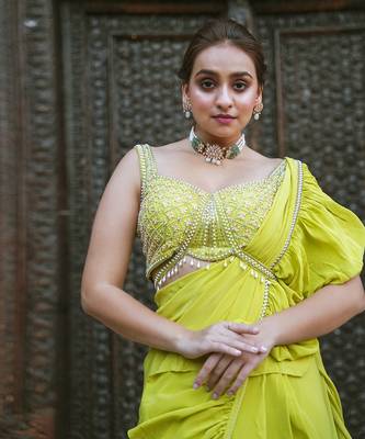 Green Drape Saree 4