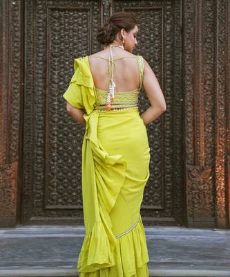 Green Drape Saree 5