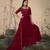 MAROON THREAD AND SEQUINCE EMBROIDERED WORK GEORGETTE ANARKALI LONG SALWAR SUIT DUPATTA GOWN SEMI STITCHED