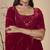 MAROON THREAD AND SEQUINCE EMBROIDERED WORK GEORGETTE ANARKALI LONG SALWAR SUIT DUPATTA GOWN SEMI STITCHED