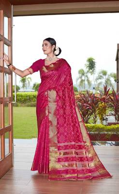 Pink Woven Art Silk Saree With Blouse 1