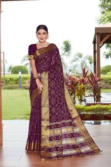 Wine Woven Art Silk Saree With Blouse