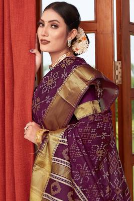 Wine Woven Art Silk Saree With Blouse 4