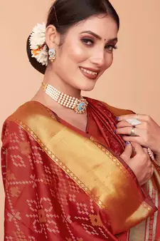 Red Woven Art Silk Saree With Blouse