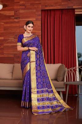 Purple Woven Art Silk Saree With Blouse 1