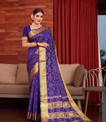 Purple Woven Art Silk Saree With Blouse