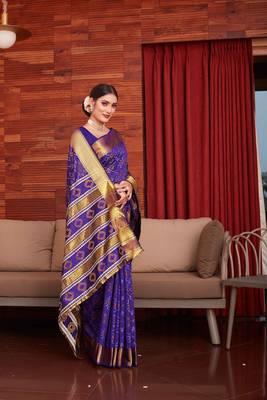 Purple Woven Art Silk Saree With Blouse 2