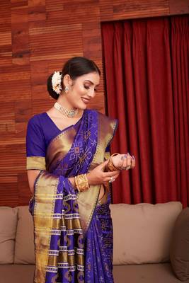 Purple Woven Art Silk Saree With Blouse 3