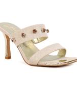 Black Diamante Adorned Glitter Sandals