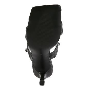 Black Diamante Adorned Glitter Sandals 5