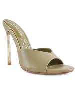 High Heeled Sliders Sandals in Olive