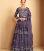 Purple embroidered georgette salwar